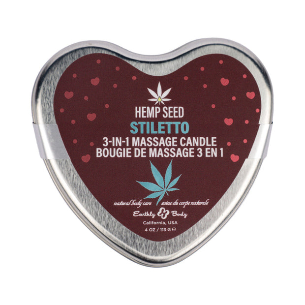 Earthly Body Hemp Seed Valentine 3-in-1 Massage Candle Stiletto 4.7 oz. - Headshop.com