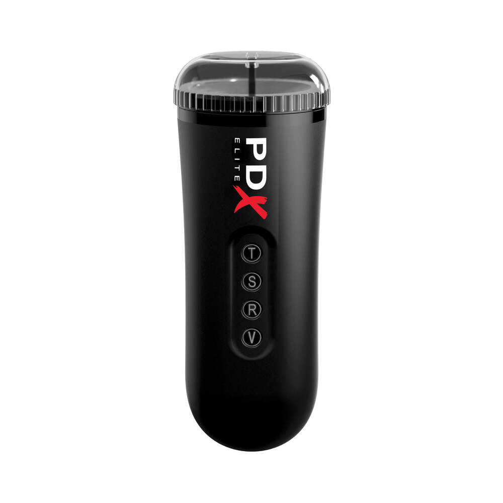 PDX Elite Moto Blower Rechargeable Thrusting Vibrating Suction Masturbator Clear/Black - Headshop.com