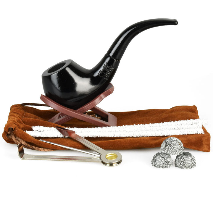 Pulsar Shire Pipes Bent Ebony Cherry Wood Tobacco Pipe - Headshop.com