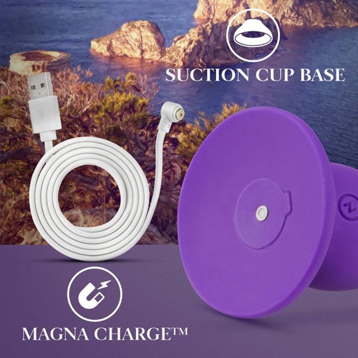 Impressions Ibiza Rechargeable Silicone 7.75 in. Vibrating Dildo with Suction Cup Plum - Headshop.com