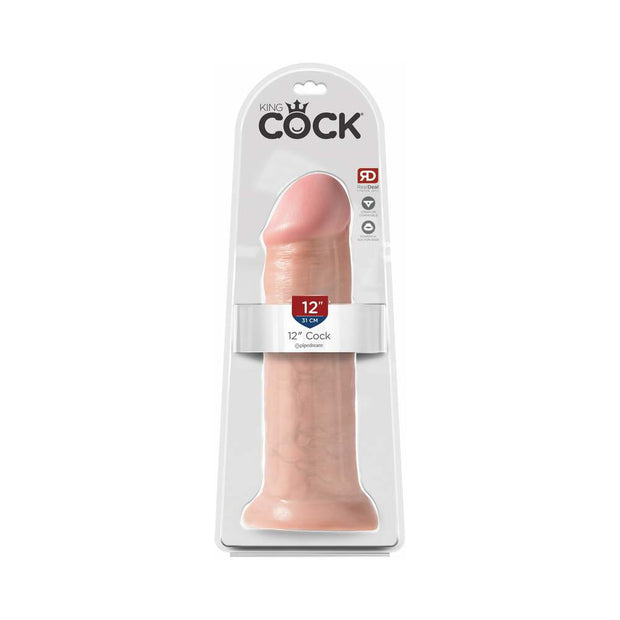 King Cock 12 in. Cock Realistic Dildo With Suction Cup Beige - Headshop.com