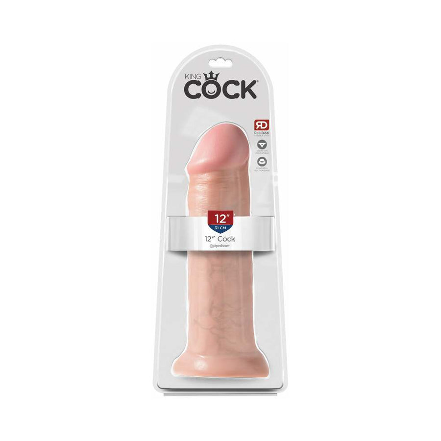 King Cock 12 in. Cock Realistic Dildo With Suction Cup Beige - Headshop.com