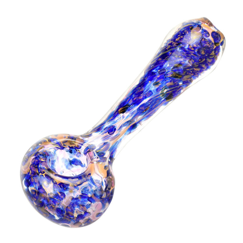 Blue and Gold Fumed Swirl Spoon Pipe - 4.5" - Headshop.com