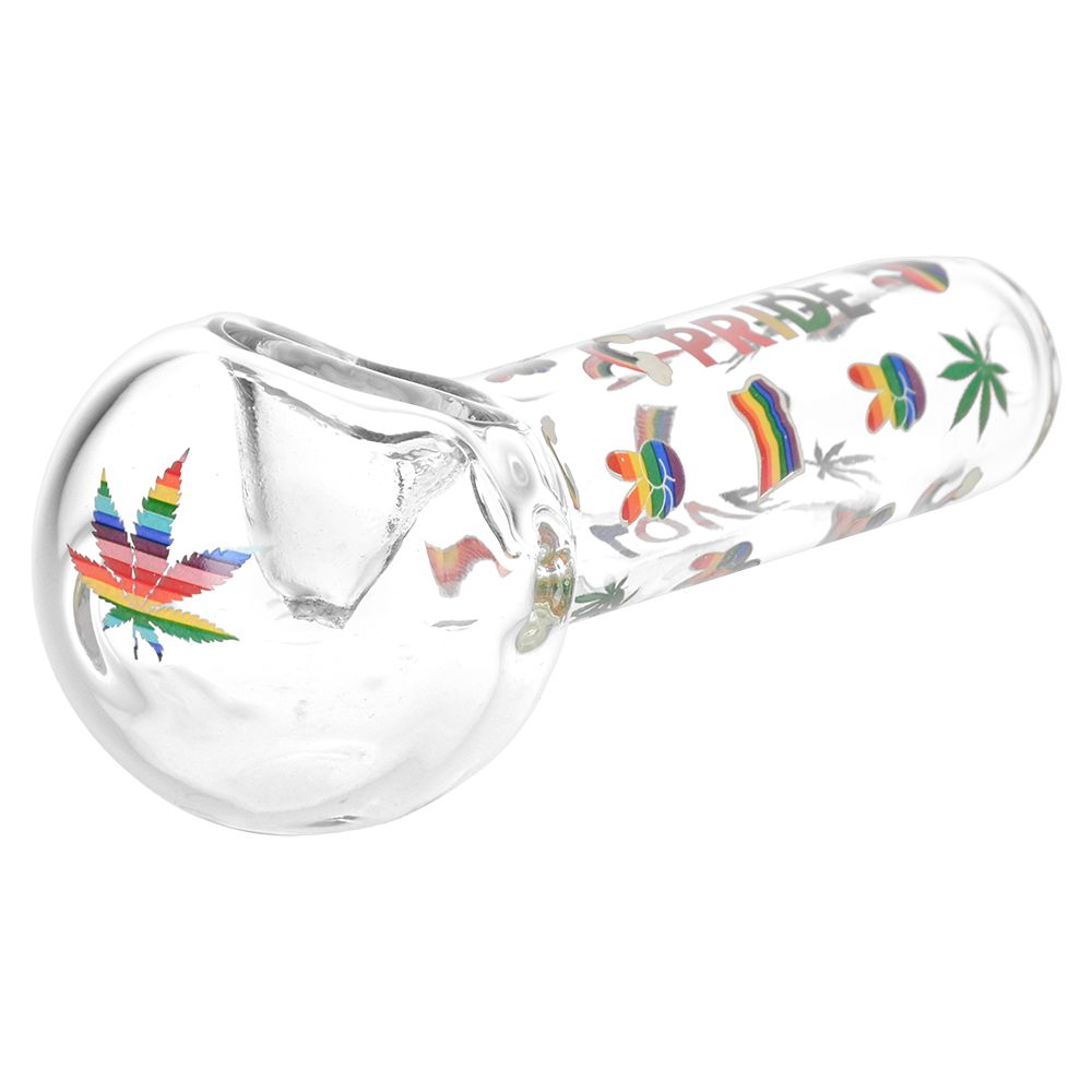 Pride Glow In The Dark Glass Spoon Pipe - 5.25"/ 3ct - Headshop.com
