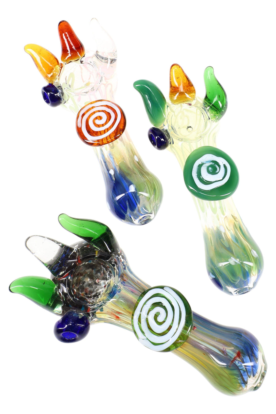 Color-Changing Silver Fumed Spiked Glass Hand Pipe “Spike Show” – 5″ – Assorted - Headshop.com