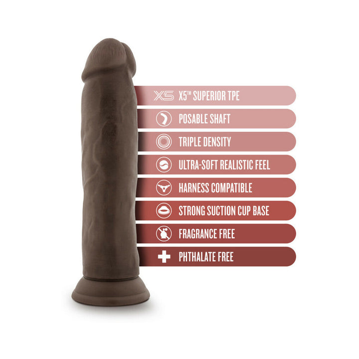 Dr. Skin Plus Thick 9 in. Triple Density Posable Dildo Brown - Headshop.com
