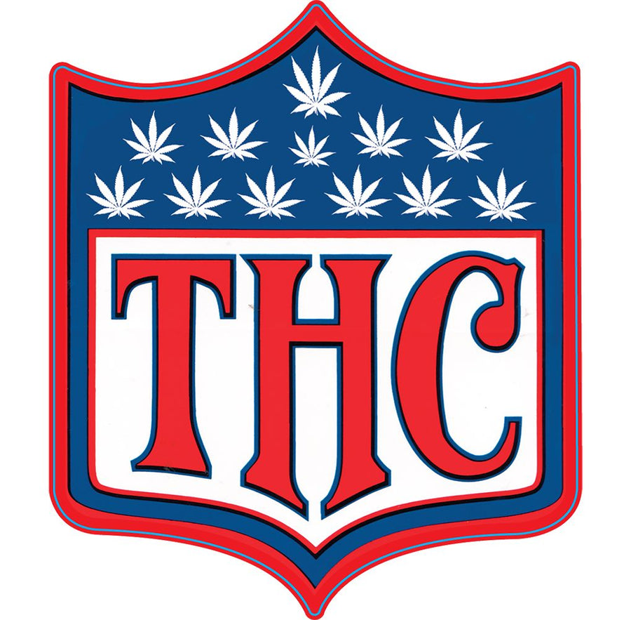 THC Football Shield Sticker - 4" x 3.5" - Headshop.com