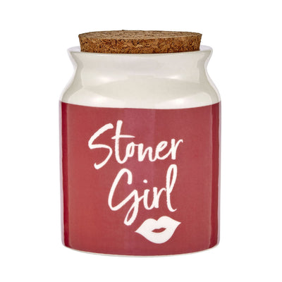 stoner girl stash jar - pink with white letters - Headshop.com