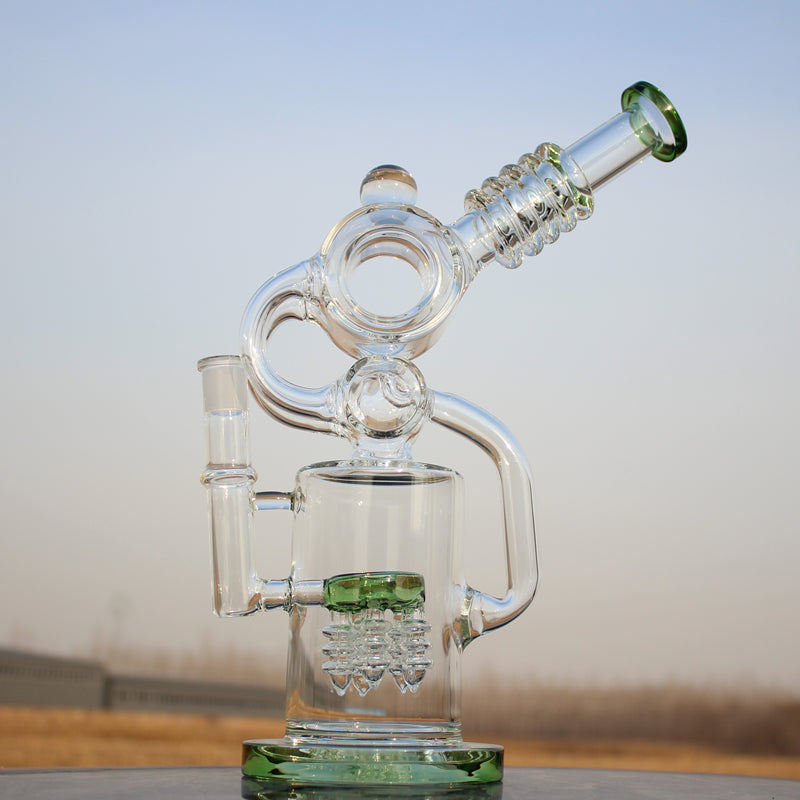 Approx. 11.5" Recycler Style Water Pipe w/ Dual Percs - Headshop.com