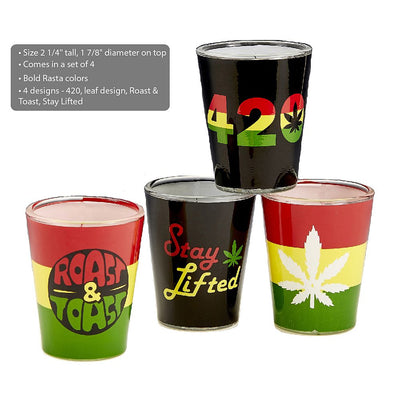 Set Of 4 Roast & Toast Shot Glasses - Headshop.com