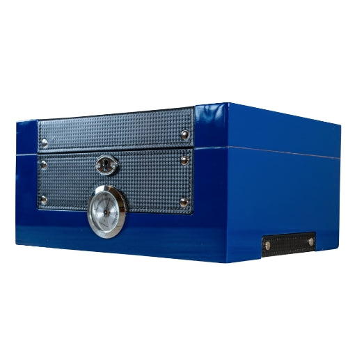 Glass Top Cobalt Blue Humboldt Humidor - Headshop.com