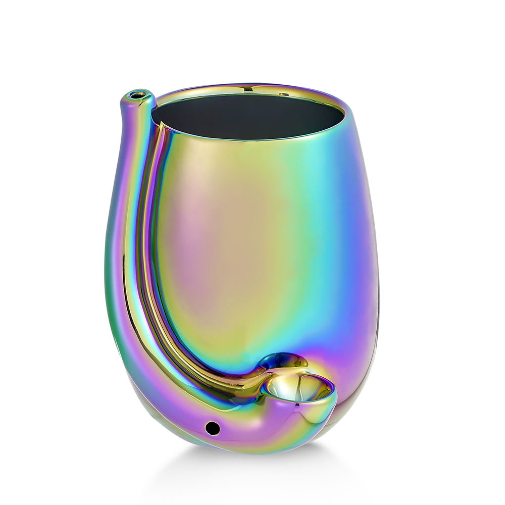 Iridescent Stemless Wine Glass Pipe - Headshop.com