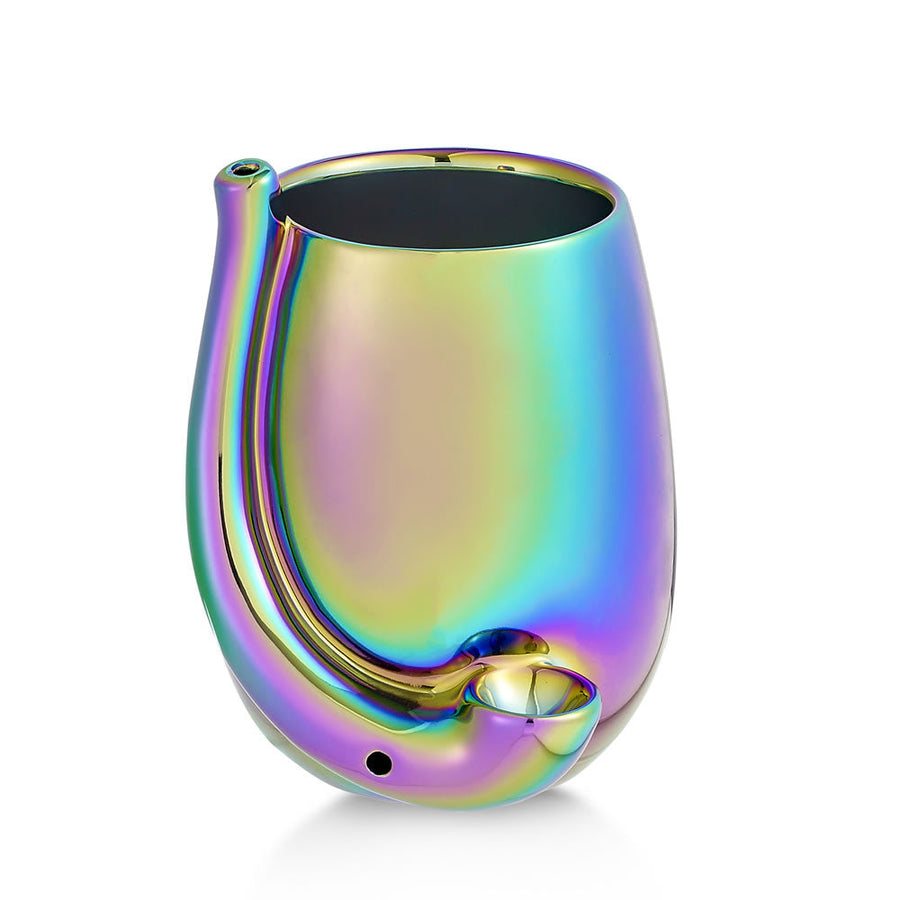 Iridescent Stemless Wine Glass Pipe - Headshop.com