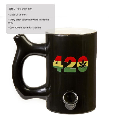 420 Mug - Black Mug with Rasta Colors - Headshop.com