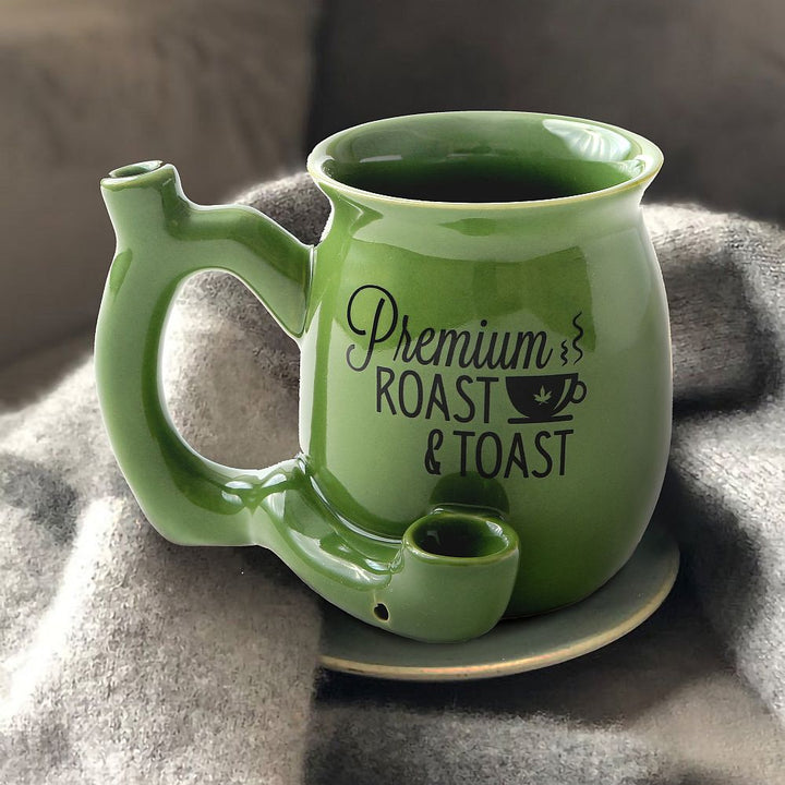 Premium Roast & Toast Single Wall Mug - Green with Black Print - Headshop.com