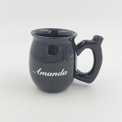 Premium Roast & Toast Single Wall Mug - Shiny Black with White Print - Headshop.com