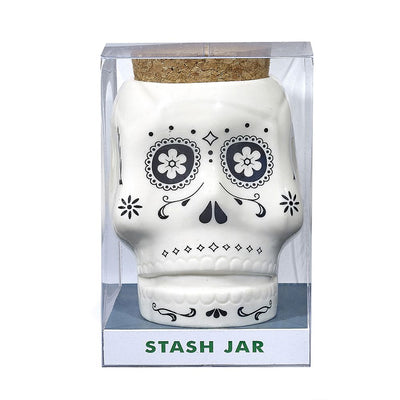 skull stash jar - white - Headshop.com