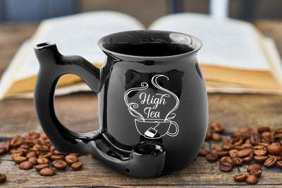 High Tea single wall Mug - shiny black with white imprint - Headshop.com