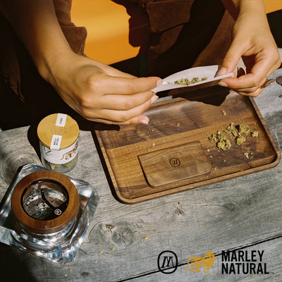 Marley Natural Black Walnut Rolling Tray - Headshop.com