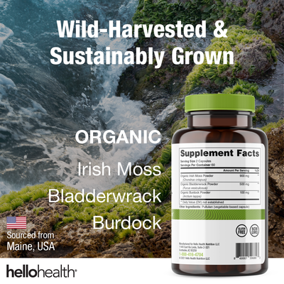 Organic Irish Sea Moss Capsules with Burdock Root & Bladderwrack - Headshop.com