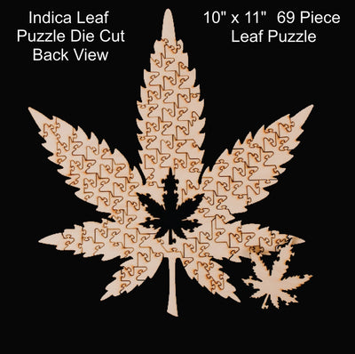 Indica Leaf Shape Puzzle: Nick Johnson “Tropicana Cookies" 10" x 11" 69 Piece 1/4 Inch thick Maple Wood Jigsaw Puzzle - Headshop.com