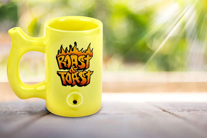 Yellow Roast & toast mug with flames - Headshop.com