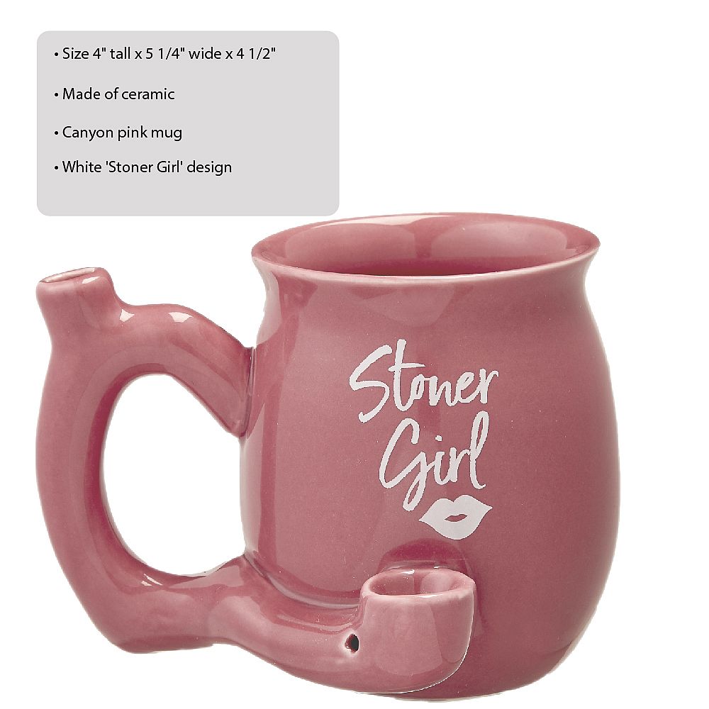 Stoner girl pink with white imprint mug - roast & toast mug - Headshop.com