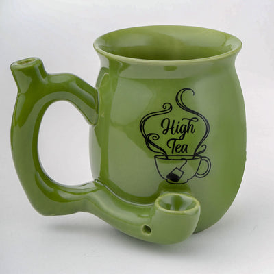 High Tea single wall Mug - shiny green with black imprint - Headshop.com