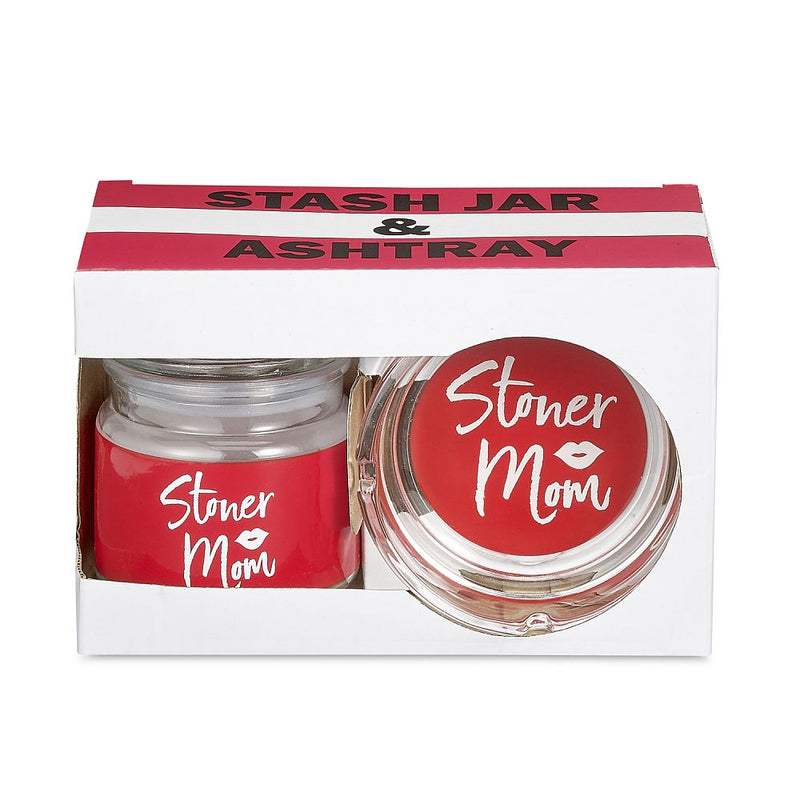Ashtray and stash jar set - RED stoner mom design - Headshop.com