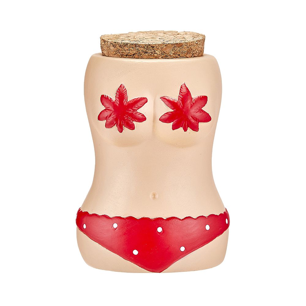 bikini stash jar w/ red bikini - Headshop.com