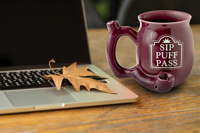 Sip Puff Pass mug - Purple with white letters - Headshop.com
