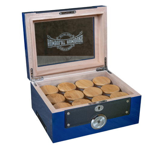 Glass Top Cobalt Blue Humboldt Humidor - Headshop.com