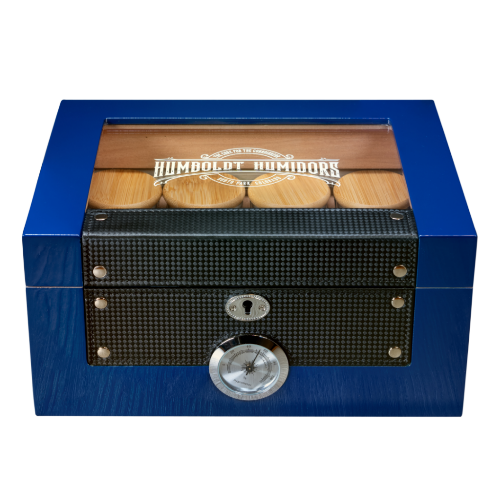 Glass Top Cobalt Blue Humboldt Humidor - Headshop.com