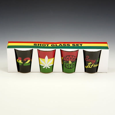 Set Of 4 Roast & Toast Shot Glasses - Headshop.com