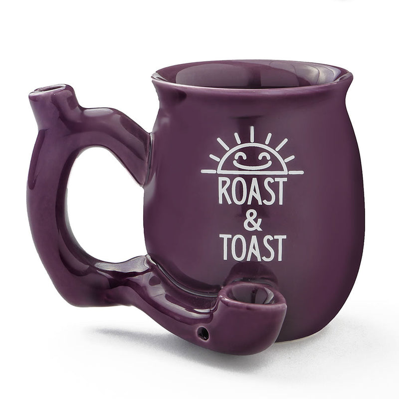 premium roast & Toast single wall mug - shiny plum with white print - Headshop.com