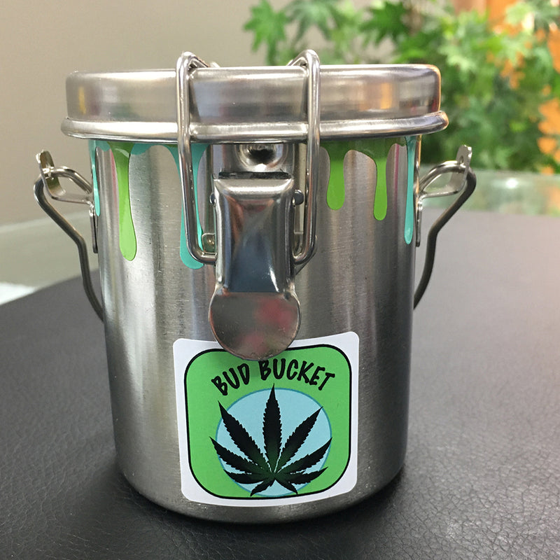 The Bud Bucket, Cannabis Storage Solution ~ Stainless Steel Vault, Odor Proof, Air Tight ,UV Blocking, Sifter Canister - Headshop.com