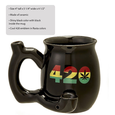 420 Mug - Black Mug with Rasta Colors - Headshop.com