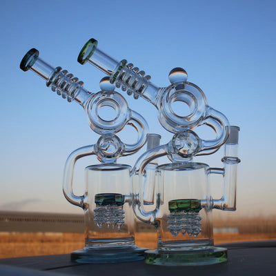 Approx. 11.5" Recycler Style Water Pipe w/ Dual Percs - Headshop.com