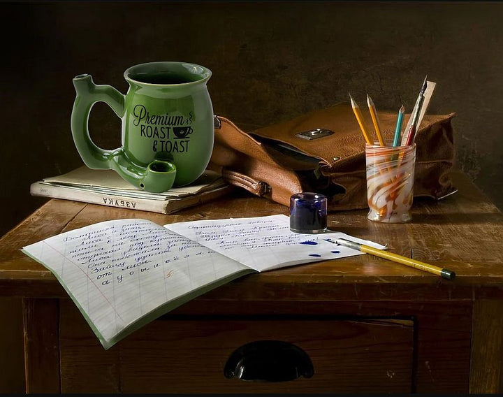 Premium Roast & Toast Single Wall Mug - Green with Black Print - Headshop.com