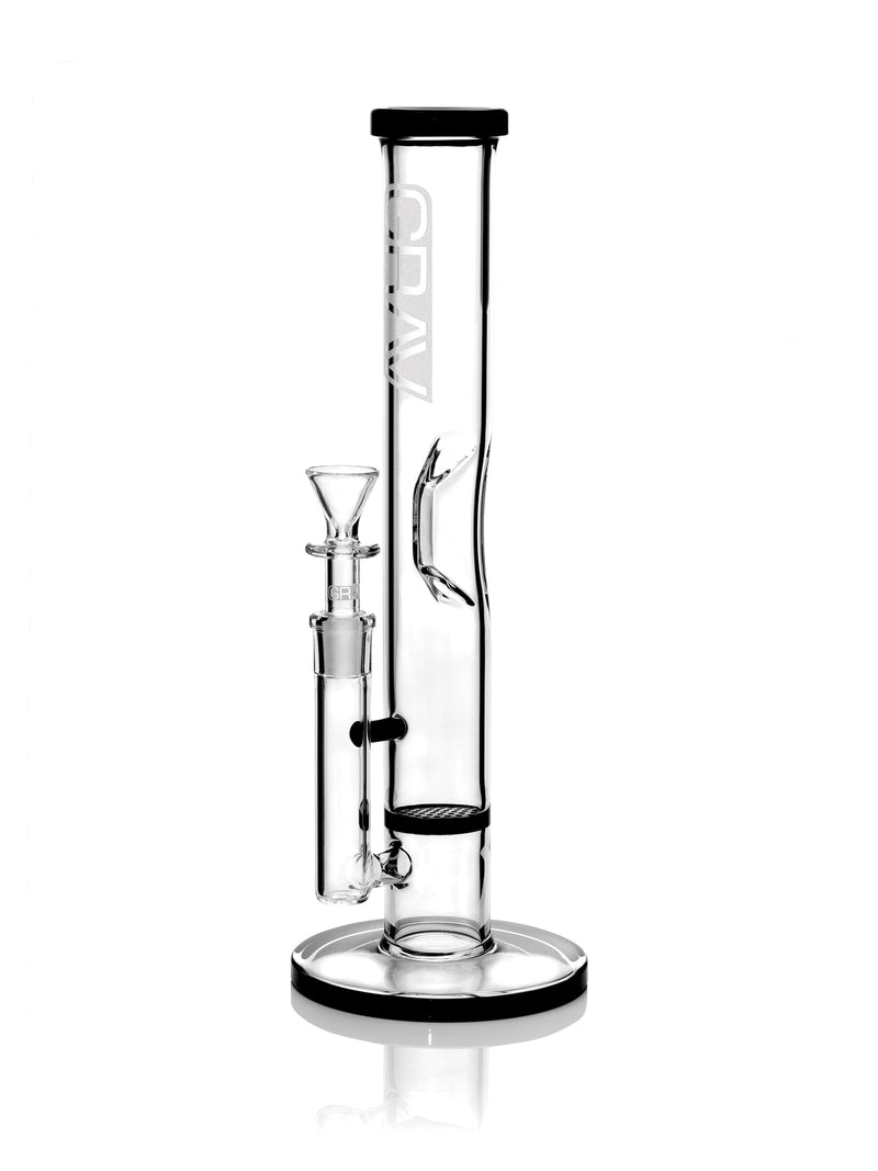 GRAV® Medium Straight Base w/ Disc Water Pipe - Black Accent - Headshop.com