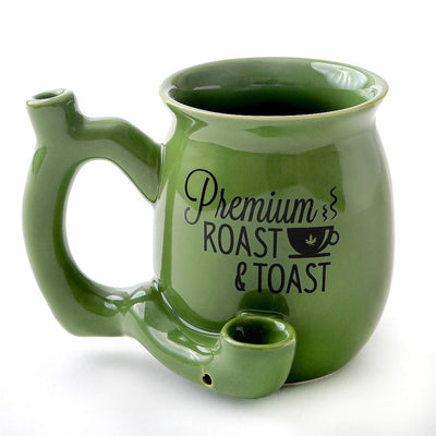 premium roast & Toast single wall mug - green with black print - Headshop.com