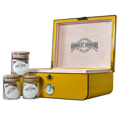 Art Deco Racer Yellow Humboldt Humidor - Headshop.com