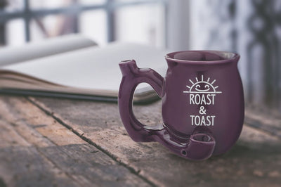 Premium Roast & Toast Single Wall Mug - Shiny Plum with White Print - Headshop.com