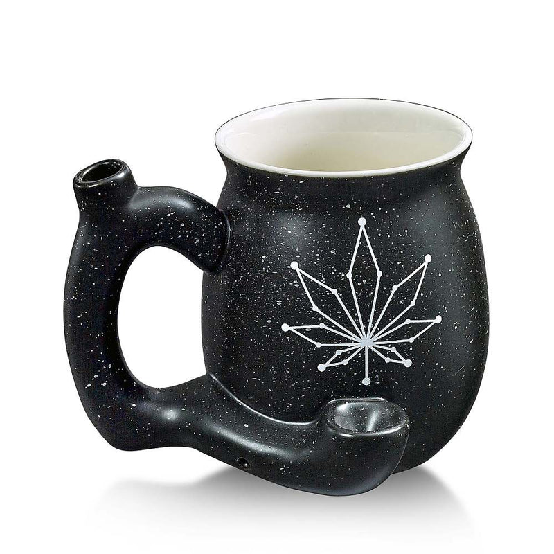 Matt black mug with white Constellation leaf - Headshop.com