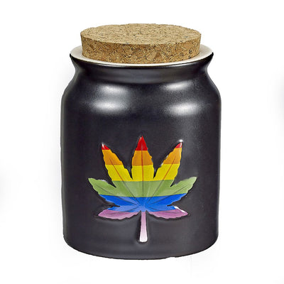 rainbow leaf stash jar - Headshop.com