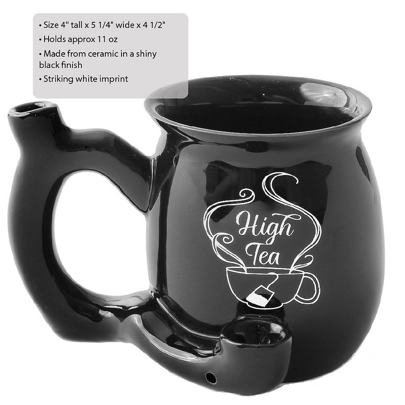 High Tea single wall Mug - shiny black with white imprint - Headshop.com