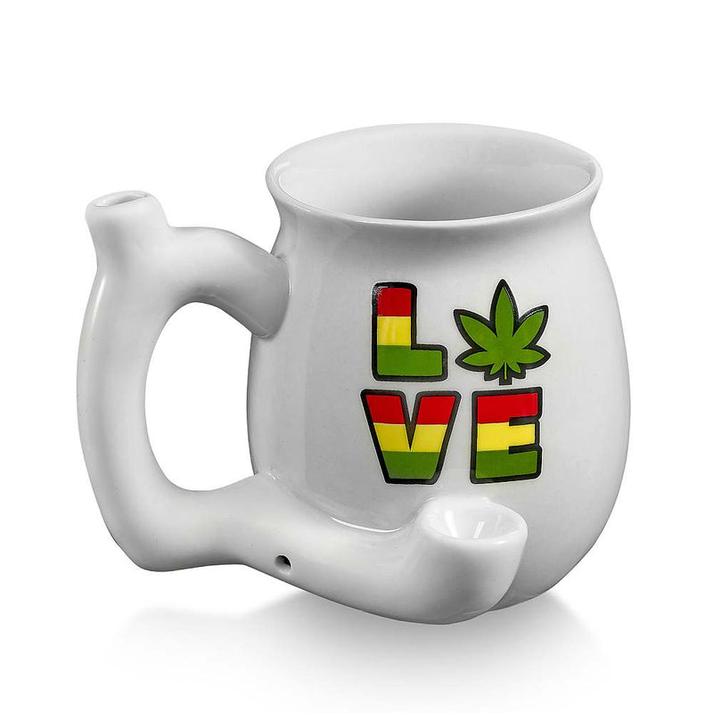White mug with Rasta color LOVE - Headshop.com