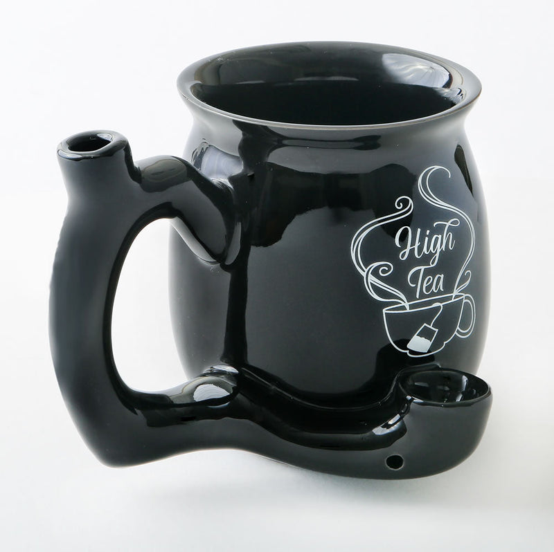 High Tea single wall Mug - shiny black with white imprint - Headshop.com