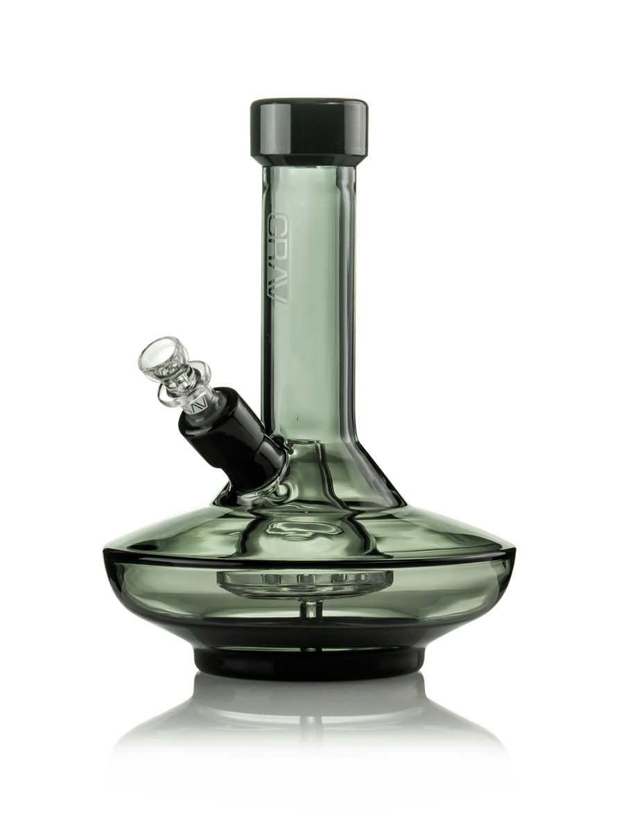GRAV® Small Wide Base Water Pipe in Smoke with Black Accents - Headshop.com