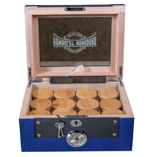 Glass Top Cobalt Blue Humboldt Humidor - Headshop.com